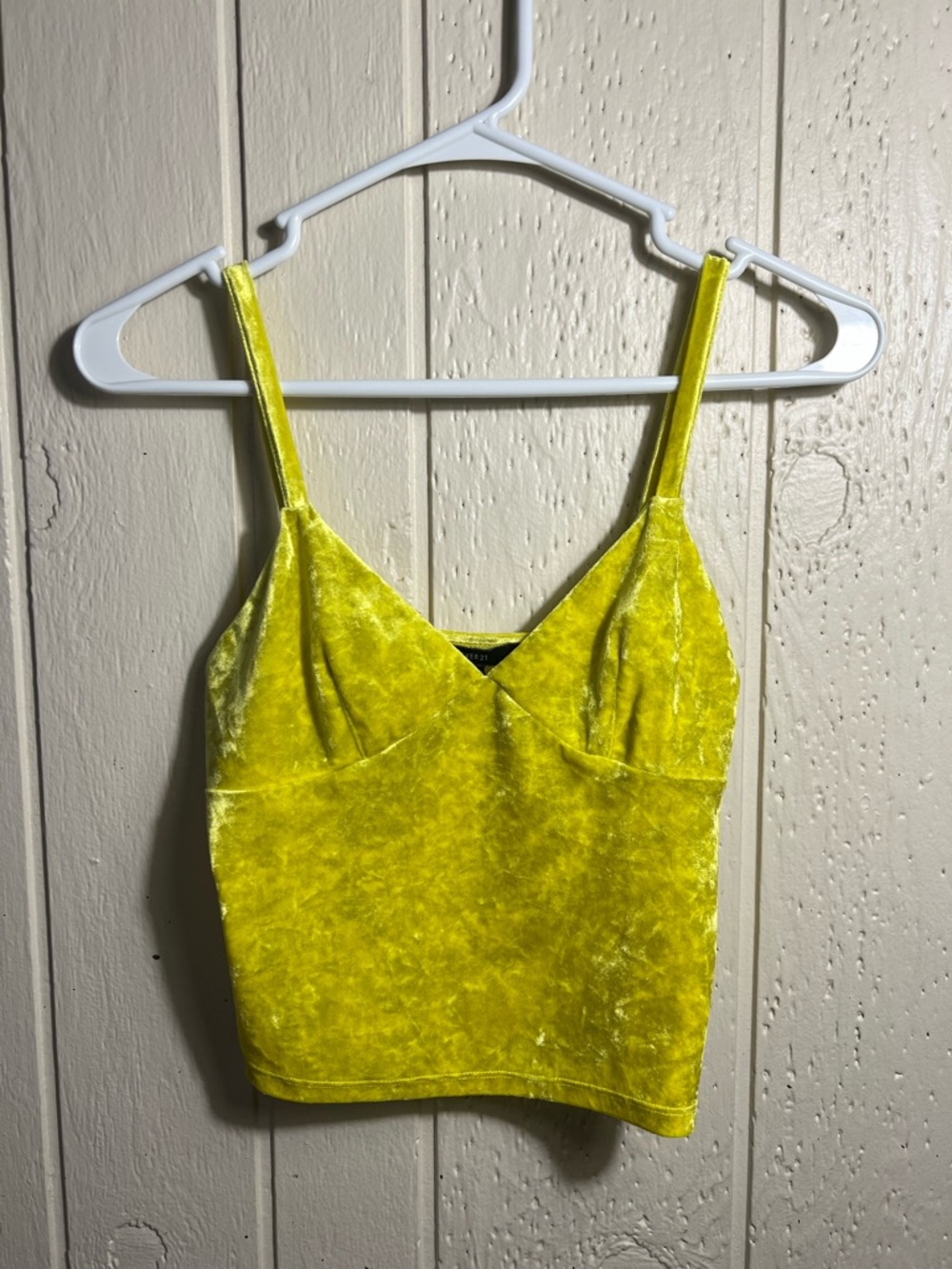 Forever 21 Crushed Velvet V-Neck Cami in Yellow